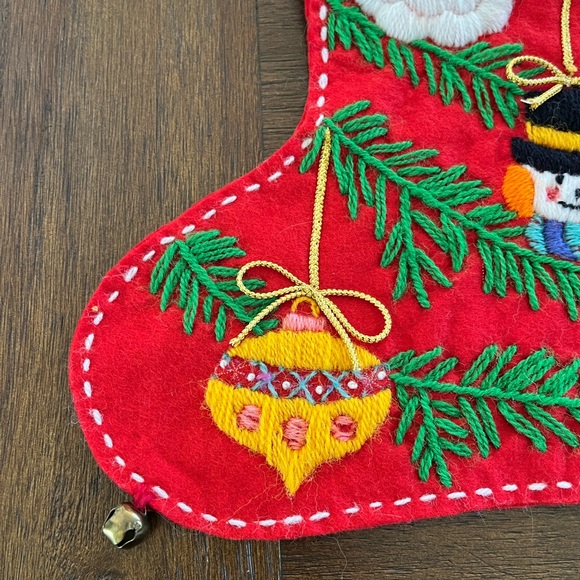 Vintage | Embroidery Crewel | Christmas Stocking | Snowman & Santa Ornaments - Picture 3 of 6